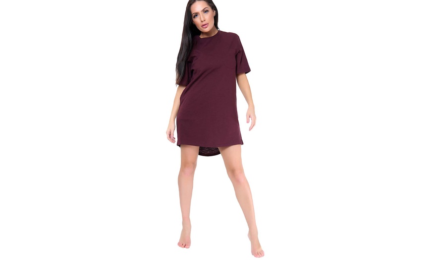 Image 12: Women's Plain Nightwear Nighty T-Shirt