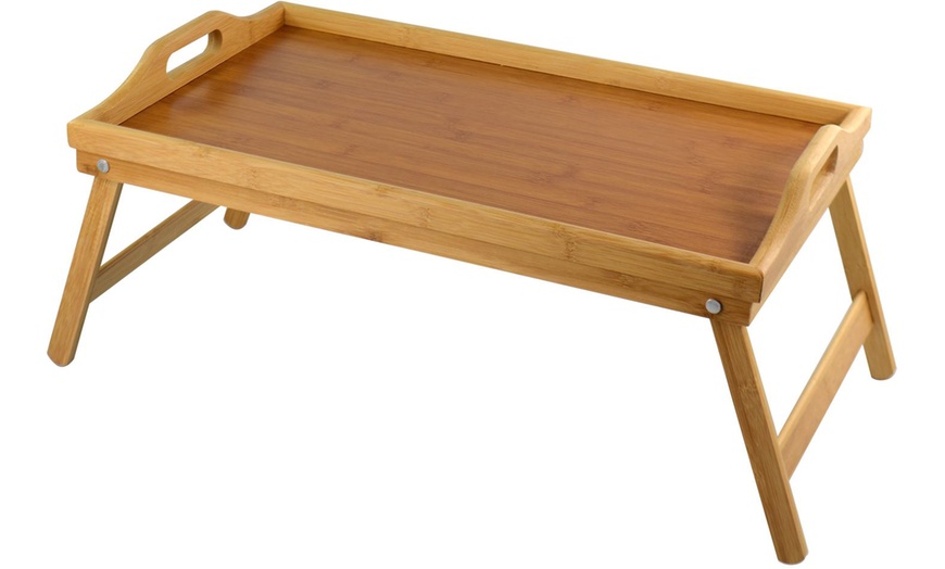 Image 4: Bamboo Tray with Folding Legs