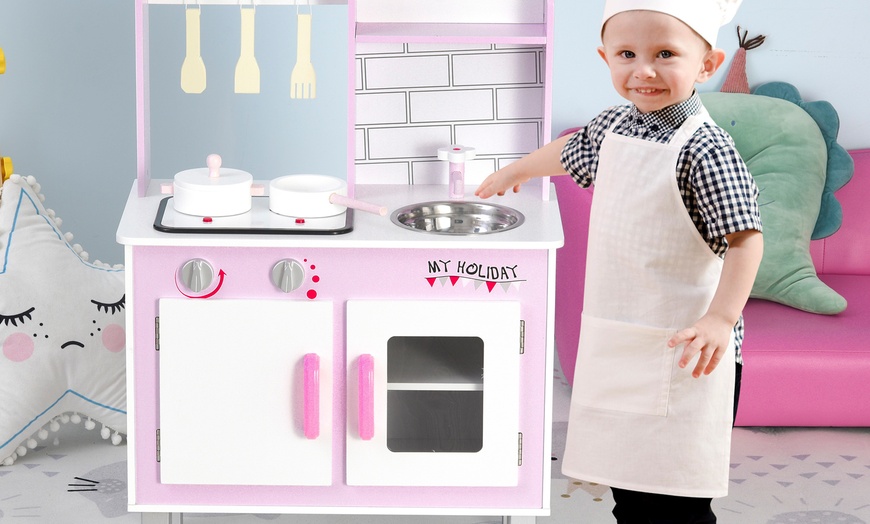 Image 2: HomCom Kids Kitchen Play Set