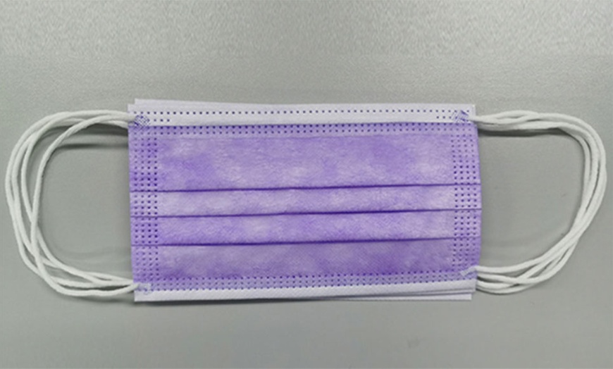 Image 3: Purple Disposable Face Masks