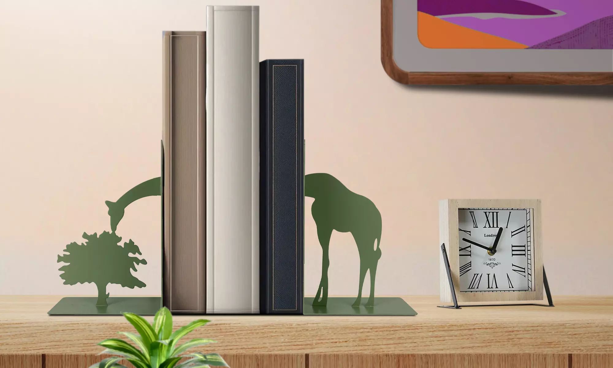 Coppia di fermalibri da mensola