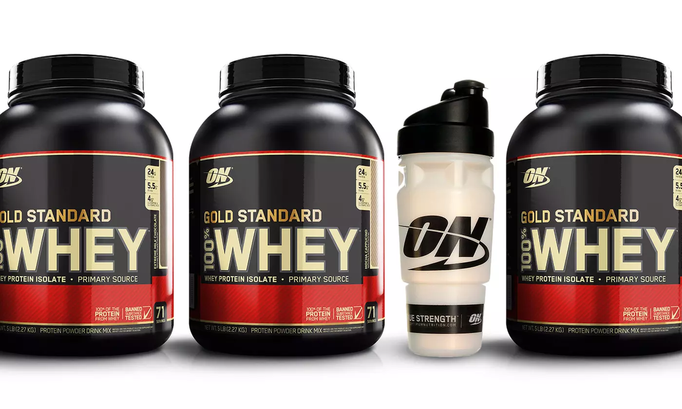 Optimum Nutrition Gold Standard Whey Protein Powder with Free Shaker Cup (5LB.) - Primary Image