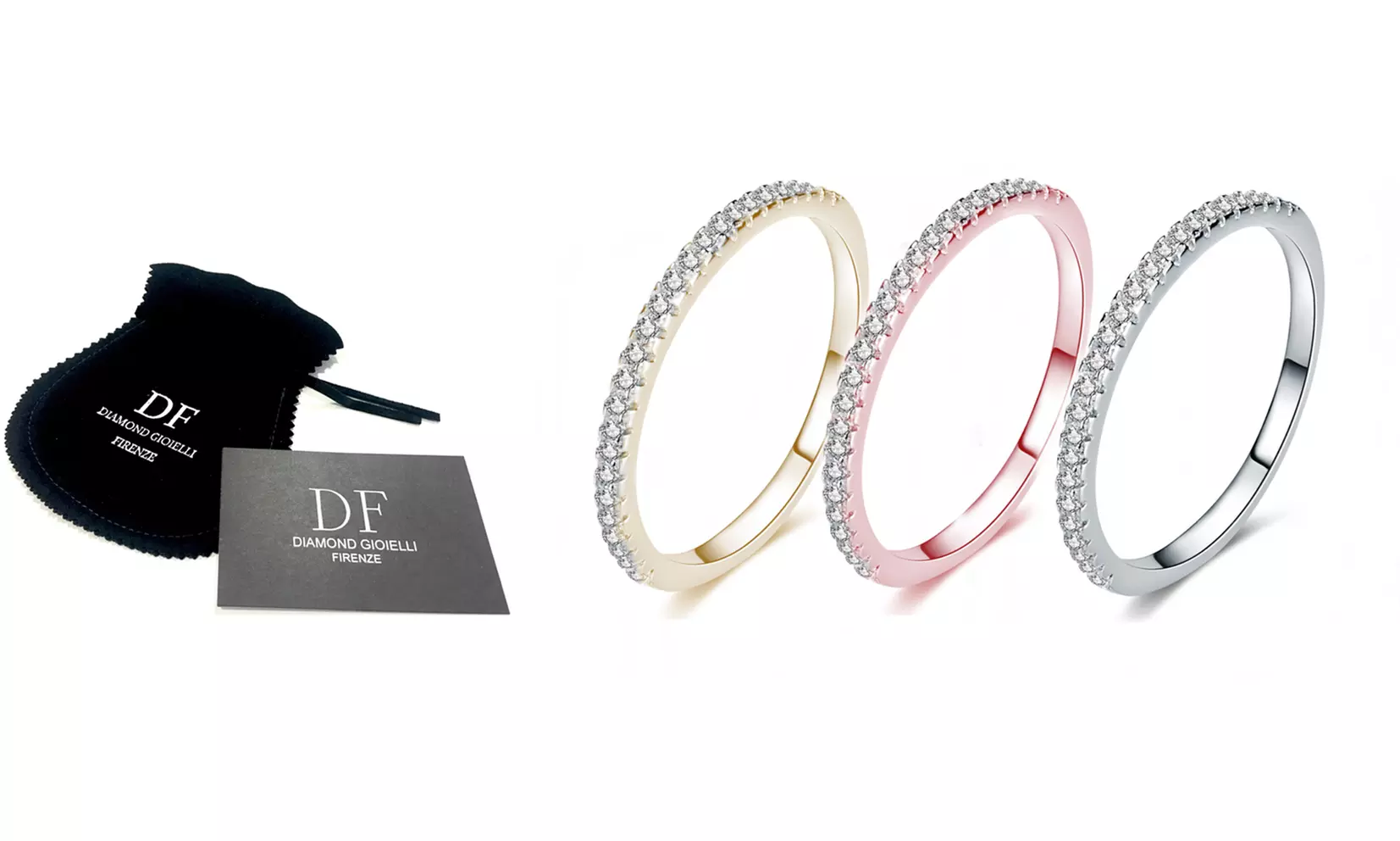 1 ou 2 alliances argent 925, plaqué or 18 carats et zircons - Primary Image