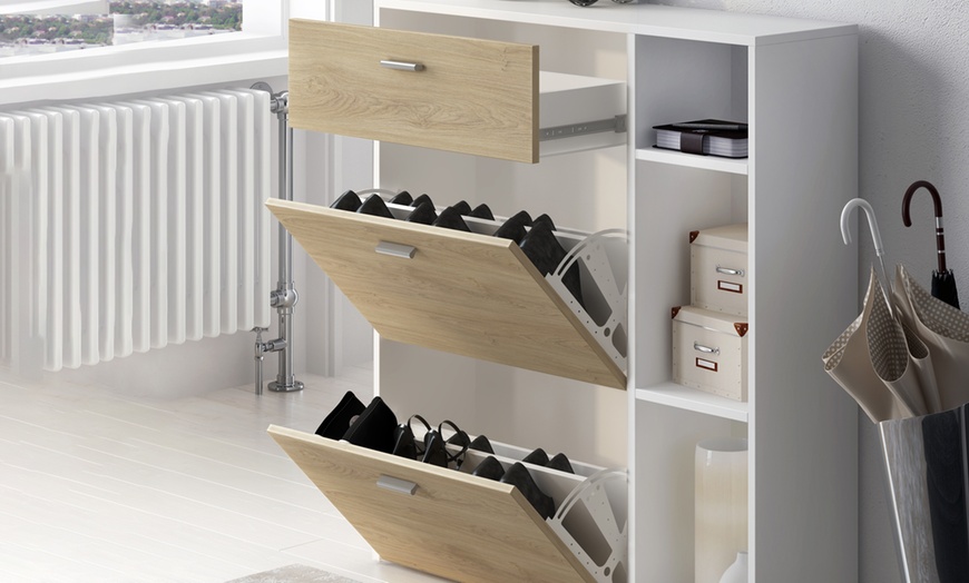 Image 1: Two-Door Shoe Rack