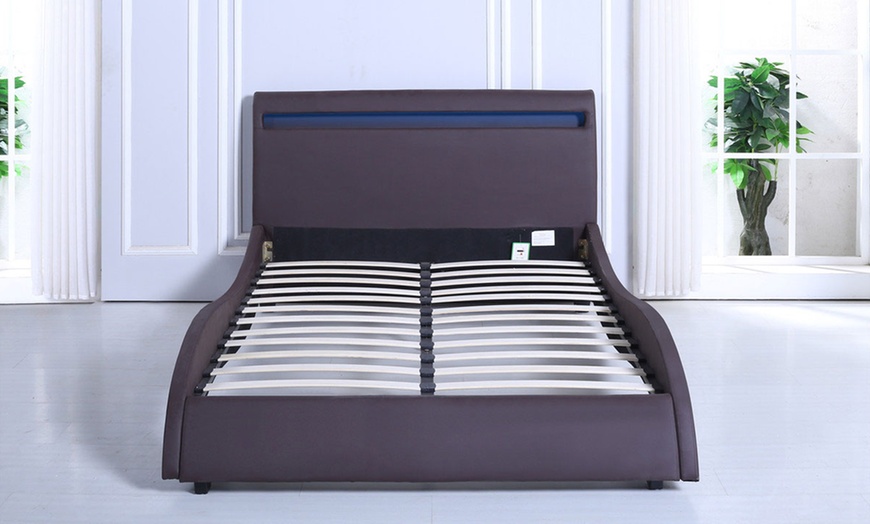 Image 3: Double Bed Frame with LED Headboard