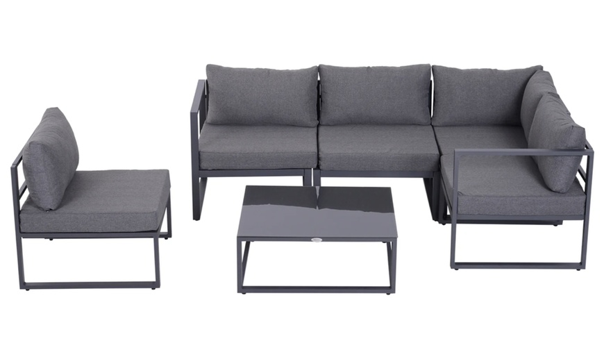 Image 3: Outsunny Six-Piece Outdoor Indoor Sectional Corner Sofa Set