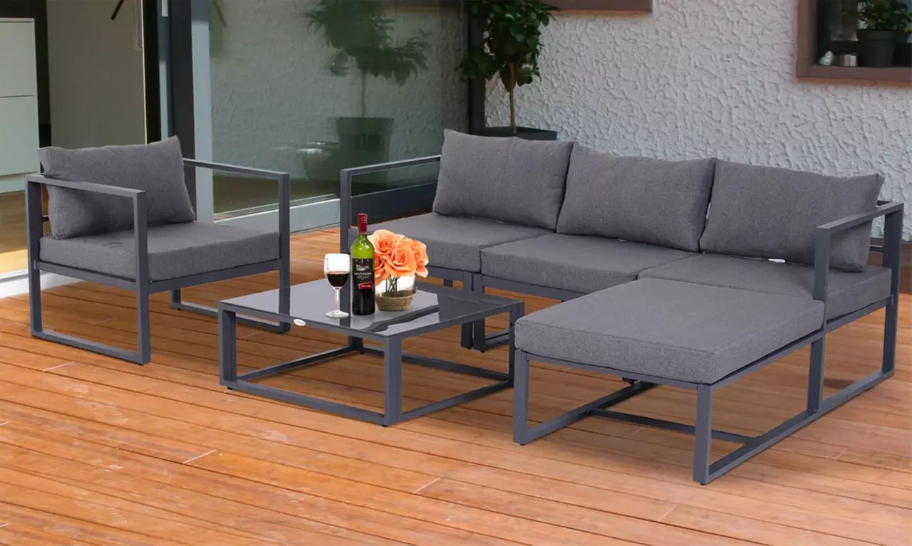 Outsunny Sectional Sofa Set with Thick Padded Cushions - Primary Image