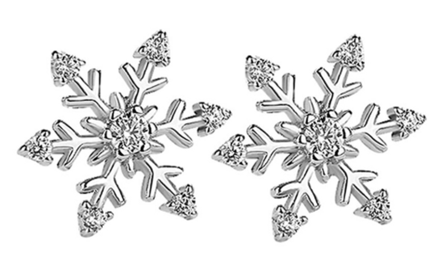 Image 1: Crystal Snowflake Earrings