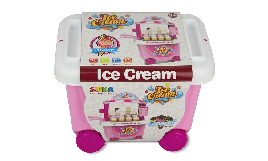 Image 4: SOKA 27-Piece Pretend Play Ice Cream Trolley Toy