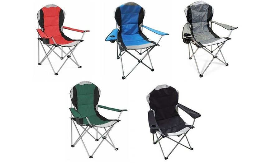 Image 1: Folding Camping Chairs Padded with Cup Holder