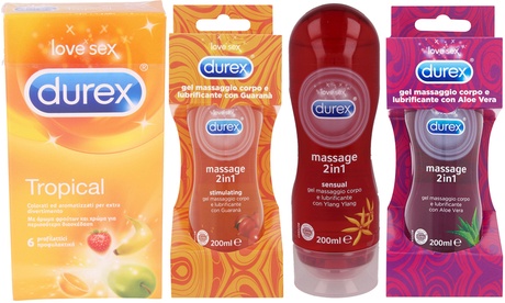 Fino a 6 kit di preservativi Durex Tropical e Lubrificante disponibile in 3 aromi
