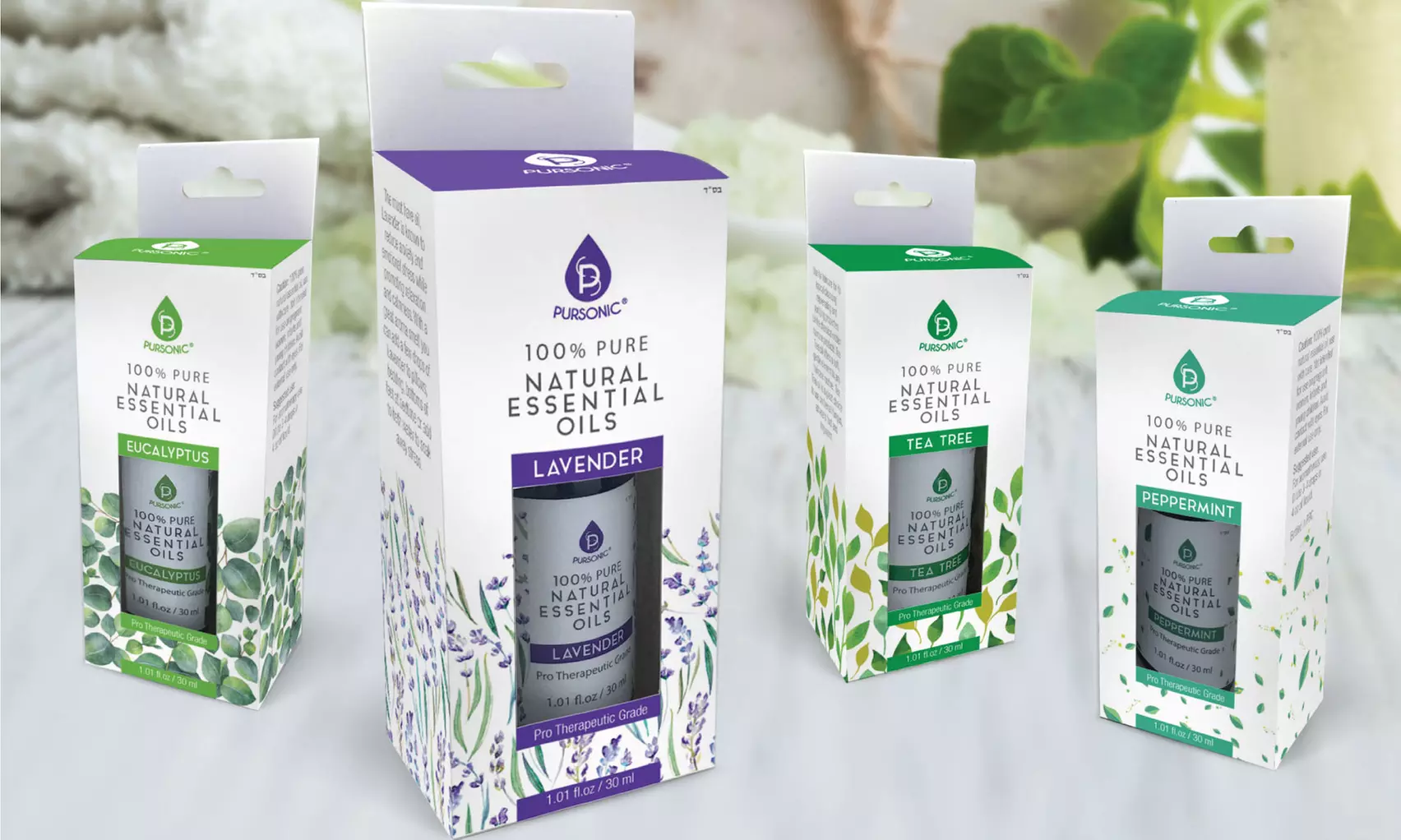Pursonic 100% Pure Natural Essential Aromatherapy Oil (1- or 4-Pack) - Primary Image