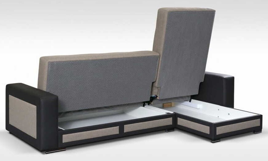 Image 4: Tina L-Shape Corner Ottoman Storage Sofa Bed