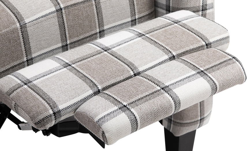 Image 16: Homcom Plaid Recliner Armchair