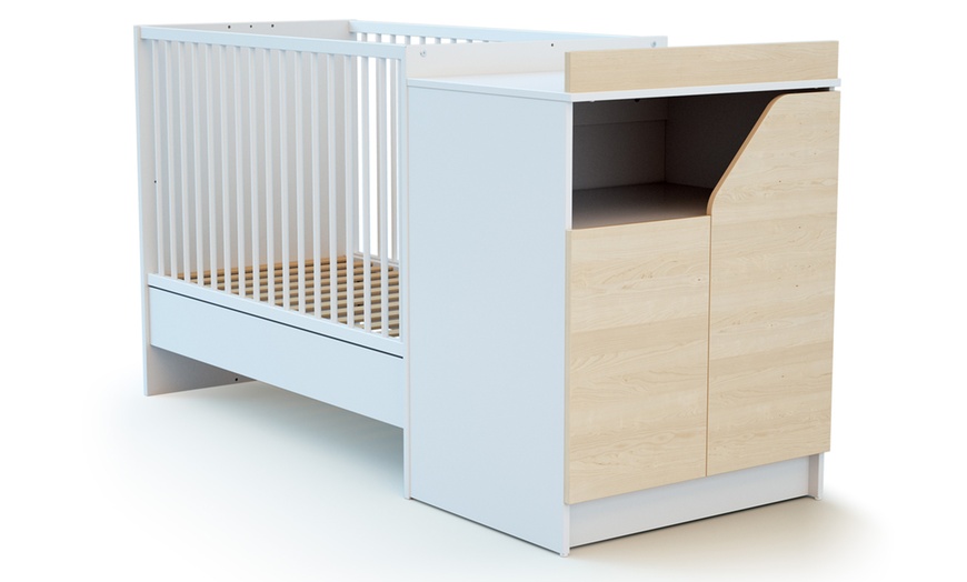 Image 1: AT4 Baby Crib with Changing Unit and Optional Mattress