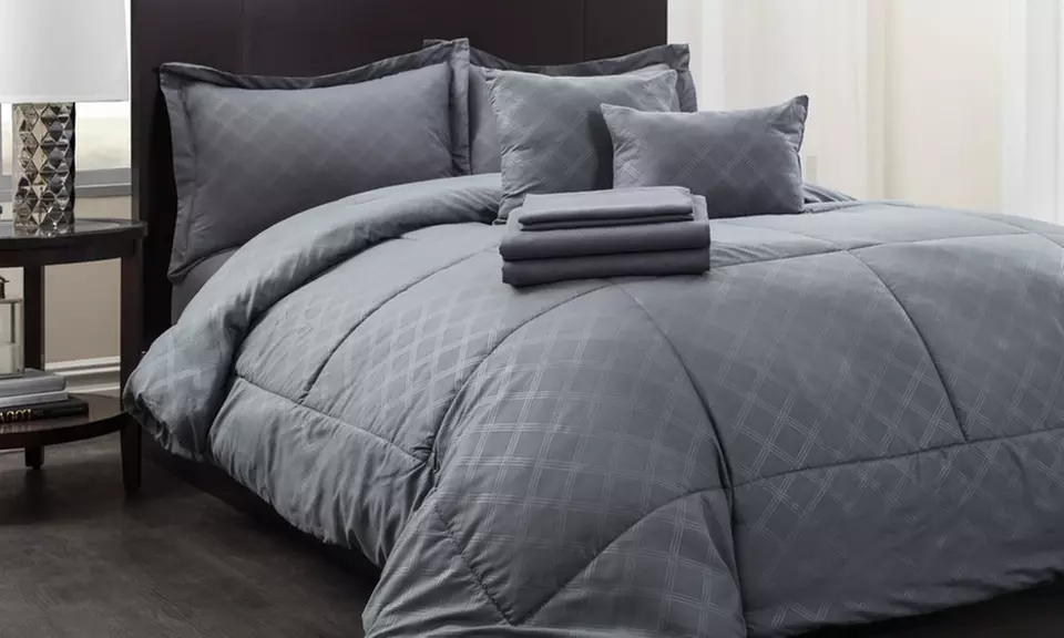 Reversible Plaid Bed-in-a-Bag Comforter Set (8- or 10-Piece) - Primary Image