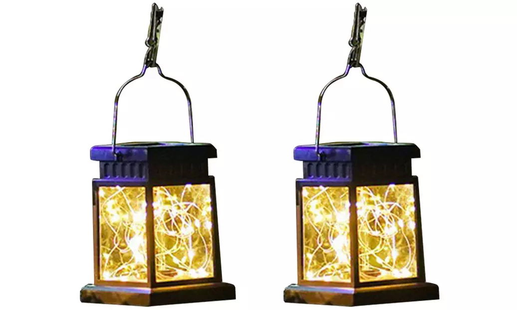 Pack of Two Solar Hanging Lantern Lights