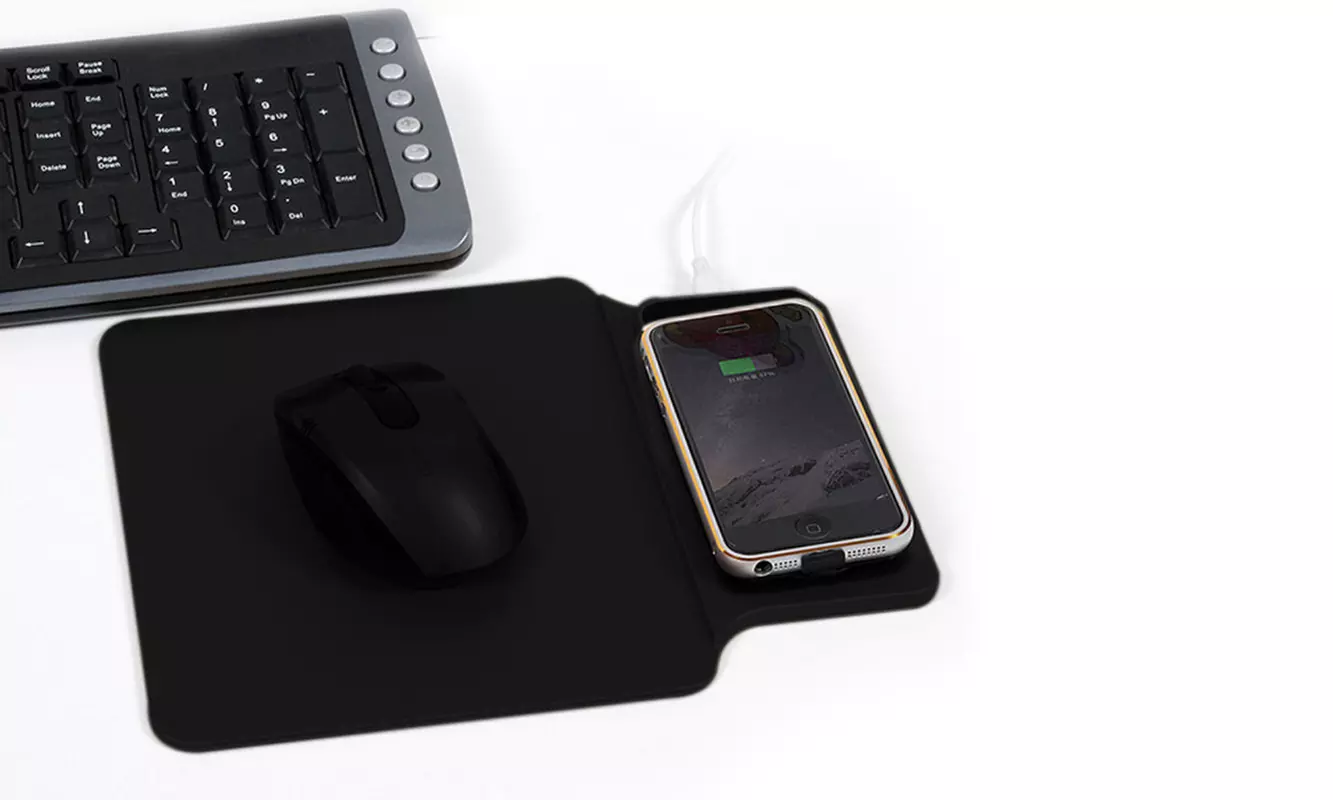 MousePad mit QI-Charger für kabelloses Laden in der Farbe nach Wahl inkl. Versand - Second Medium