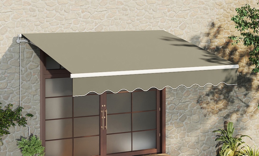 Image 3: Grey Manual Retractable Patio Awning