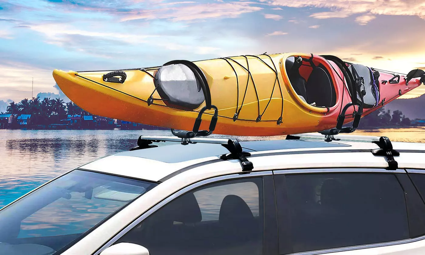 iMounTEK Universal Heavy Duty J-Bar Kayak Carrier Roof Rack with Tie Down Straps - Primary Image