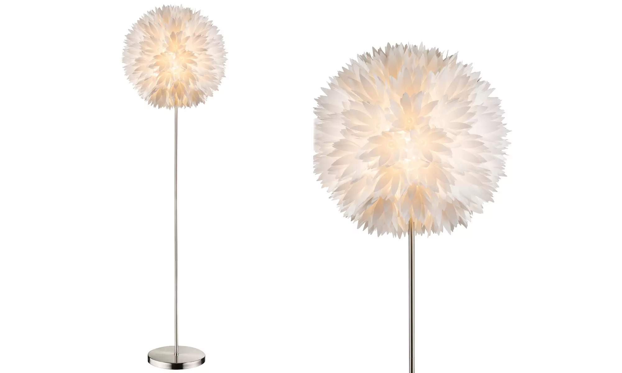 Globo Stehleuchte aus Nickel-Matt-Kunststoff in Weiß mit Kabel-Schalter - Primary Image