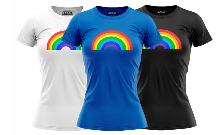 Image 1: Unisex Rainbow Print T-Shirt