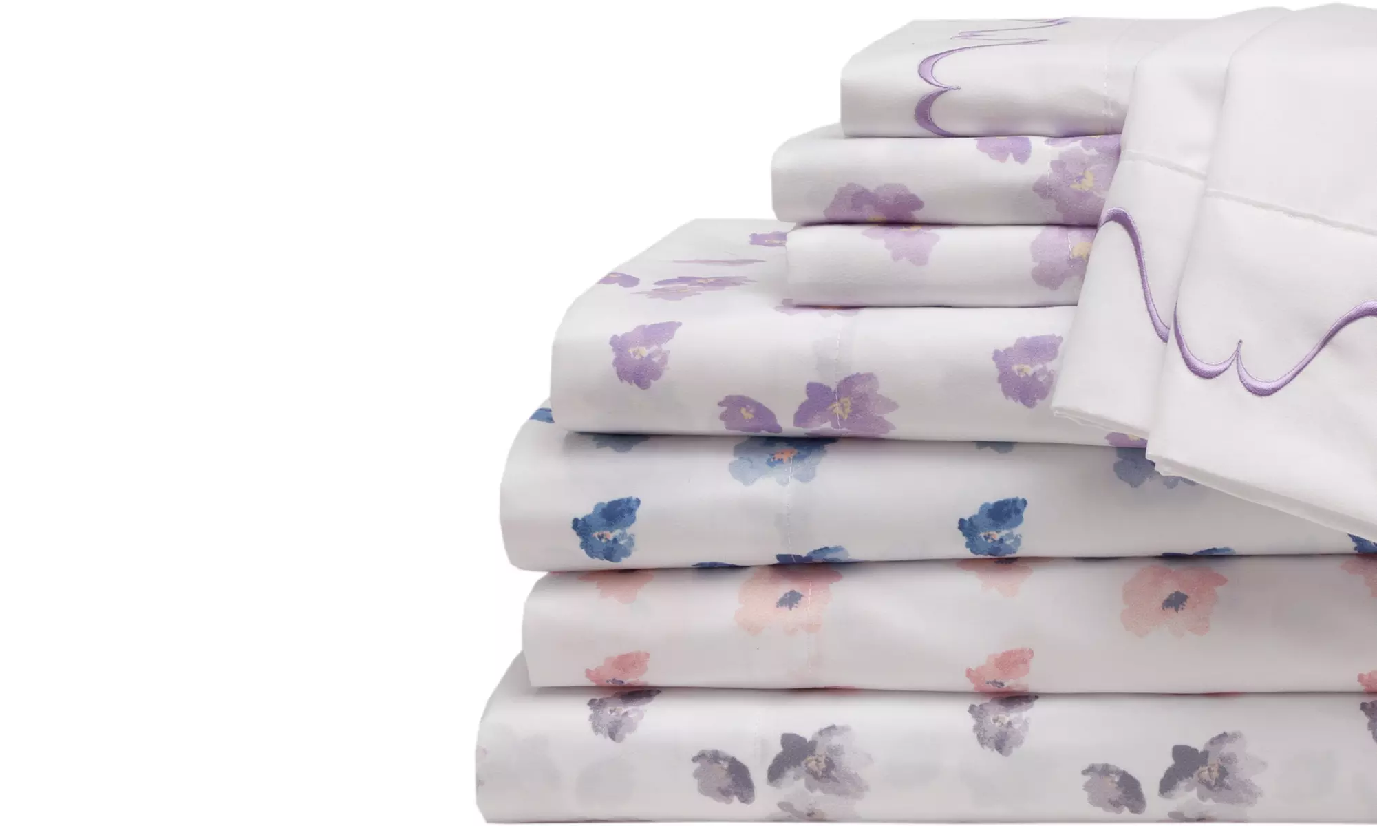 Microfiber Elite Home Products Spring Meadow Print Embroidered Sheet Set - Primary Image