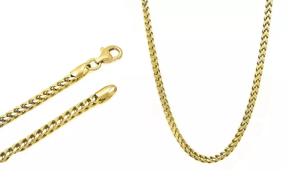 Men's Italian Made Franco Chain in 18K White Gold & Gold Plating Over Sterling Silver by Verona - Second Medium