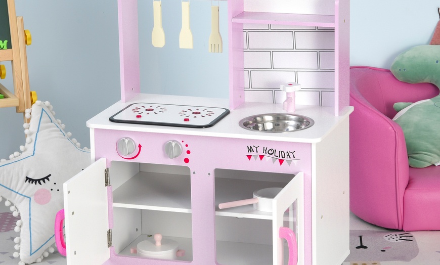 Image 4: HomCom Kids Kitchen Play Set