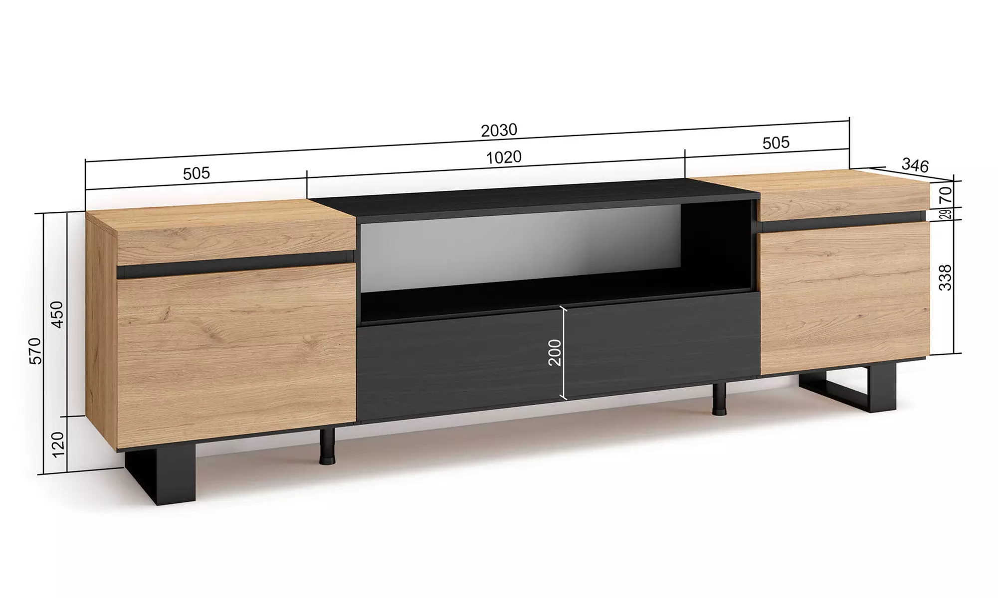 TV-Schrank mit/ohne LED-Elektrokamin