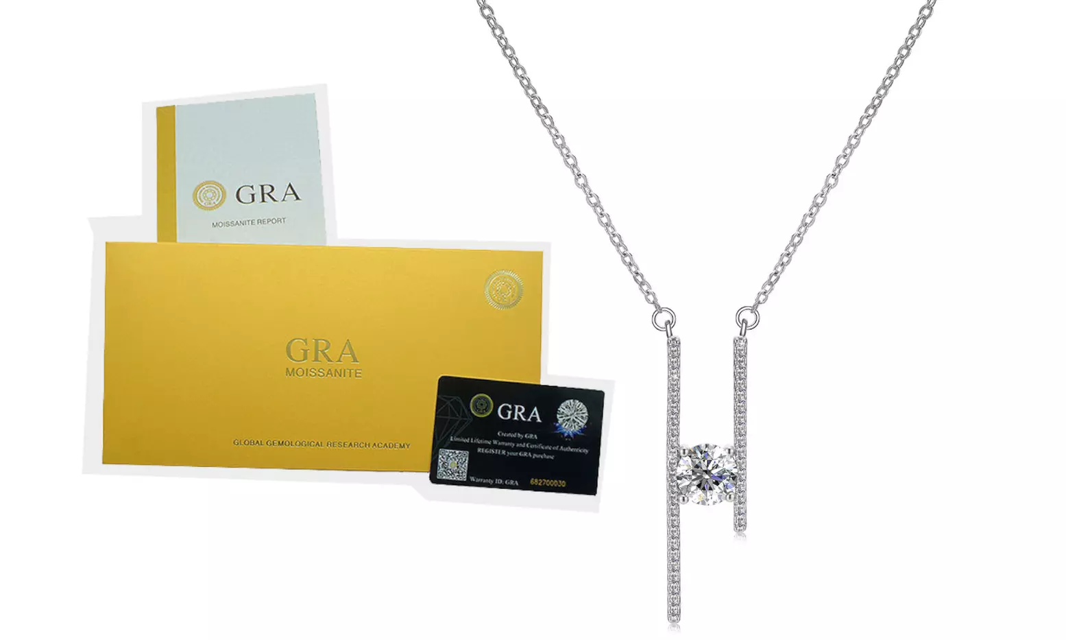 Moissanite halsketting gemaakt met 925 Sterling zilver en GRA-gecertificeerd, naar keuze met geschenkdoos - Second Medium