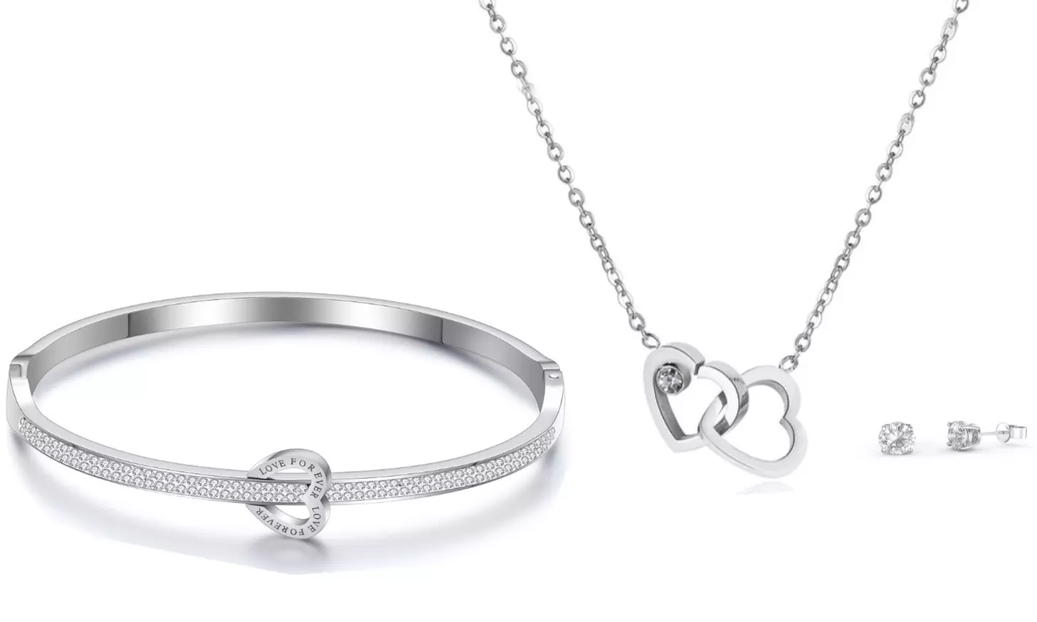 1 ou 2 parures "Forever Love" avec collier, bracelet et paire de boucles d'oreilles ornés de cristaux Swarovski® - Image 3