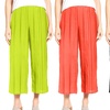 Image 1: Women's Elastic Waist Wide-Leg Pleated Crop Pants