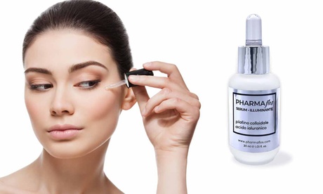 Fino a 3 confezioni di siero platino e acido ialuronico illuminante Pharmaflos da 30 ml
