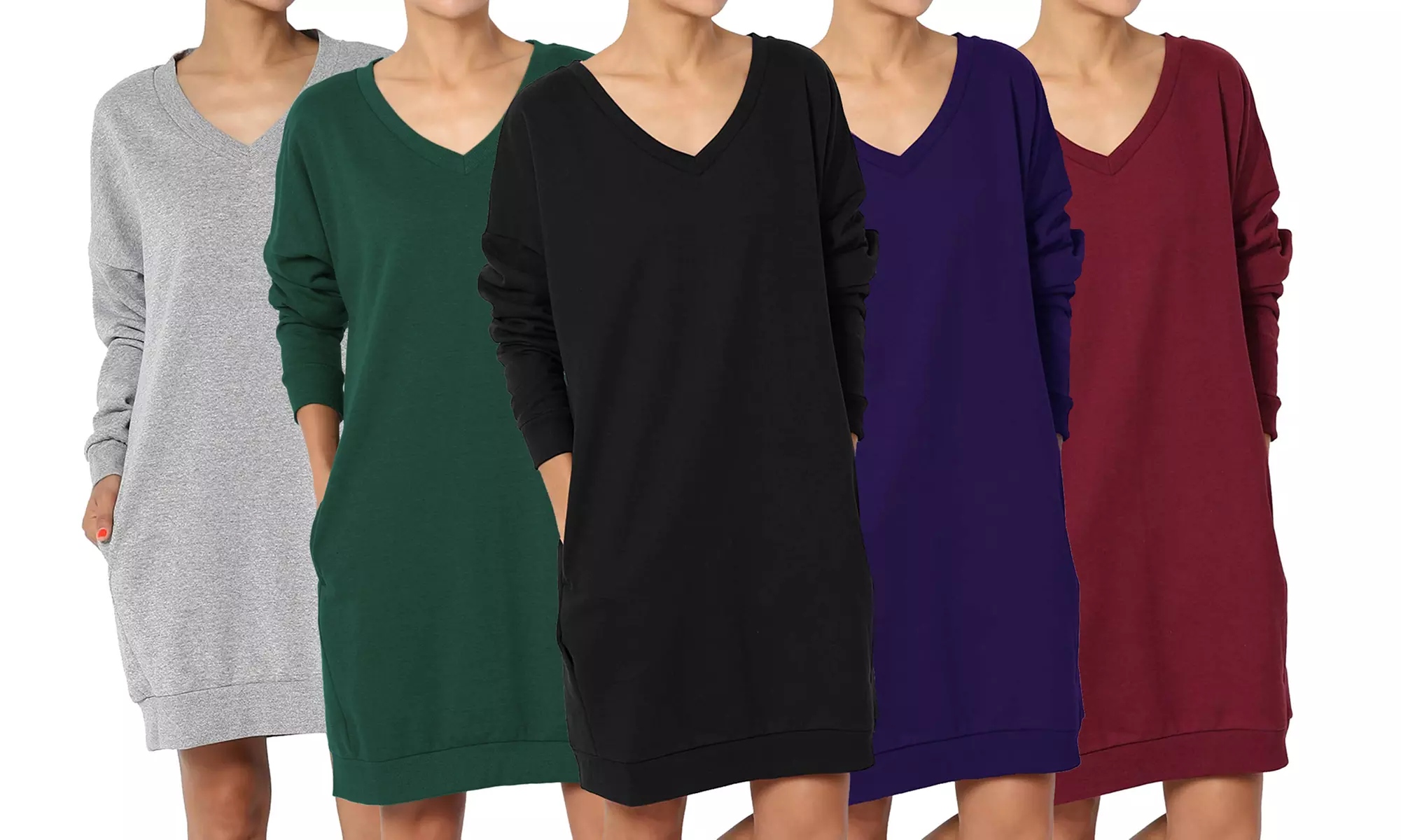 Haute Edition Women's Oversized Pullover Sweatshirt Dress. Plus Sizes Available. - Primary Image