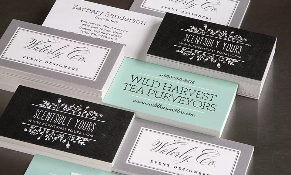100, 250, or 500 Premium Customized Business Cards from Evermine  (Up to 67% Off) - Second Medium