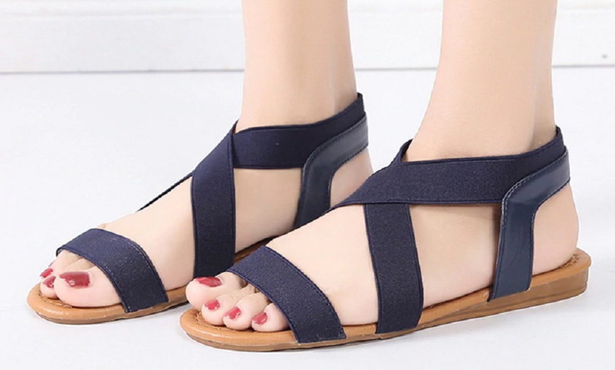 Image 5: Elastic Flat Strap Sandals