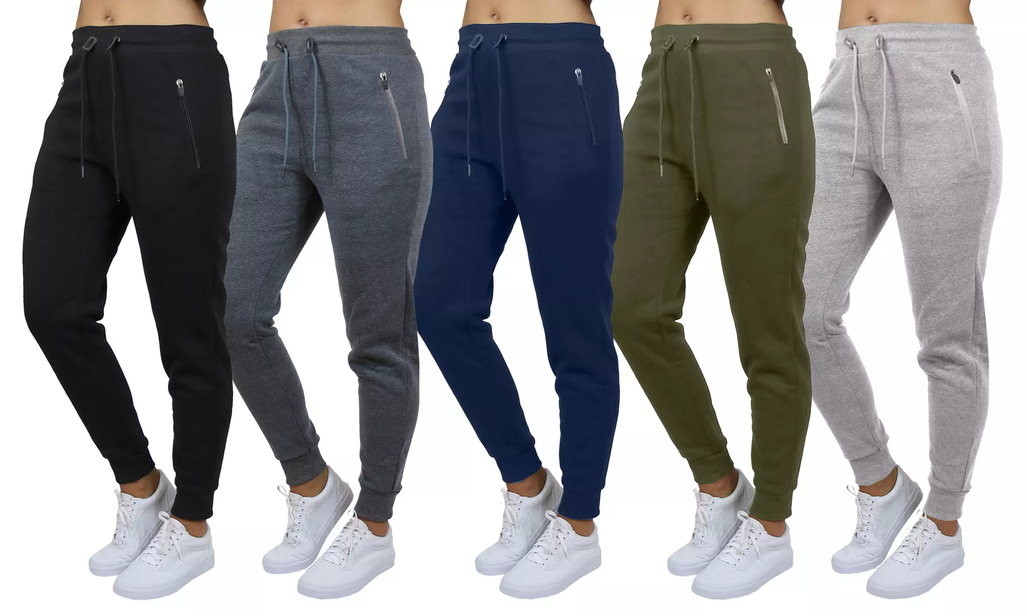 Women's Loose-Fitting Fleece Jogger Sweatpants. Plus Sizes Available (5-Pack) - Primary Image