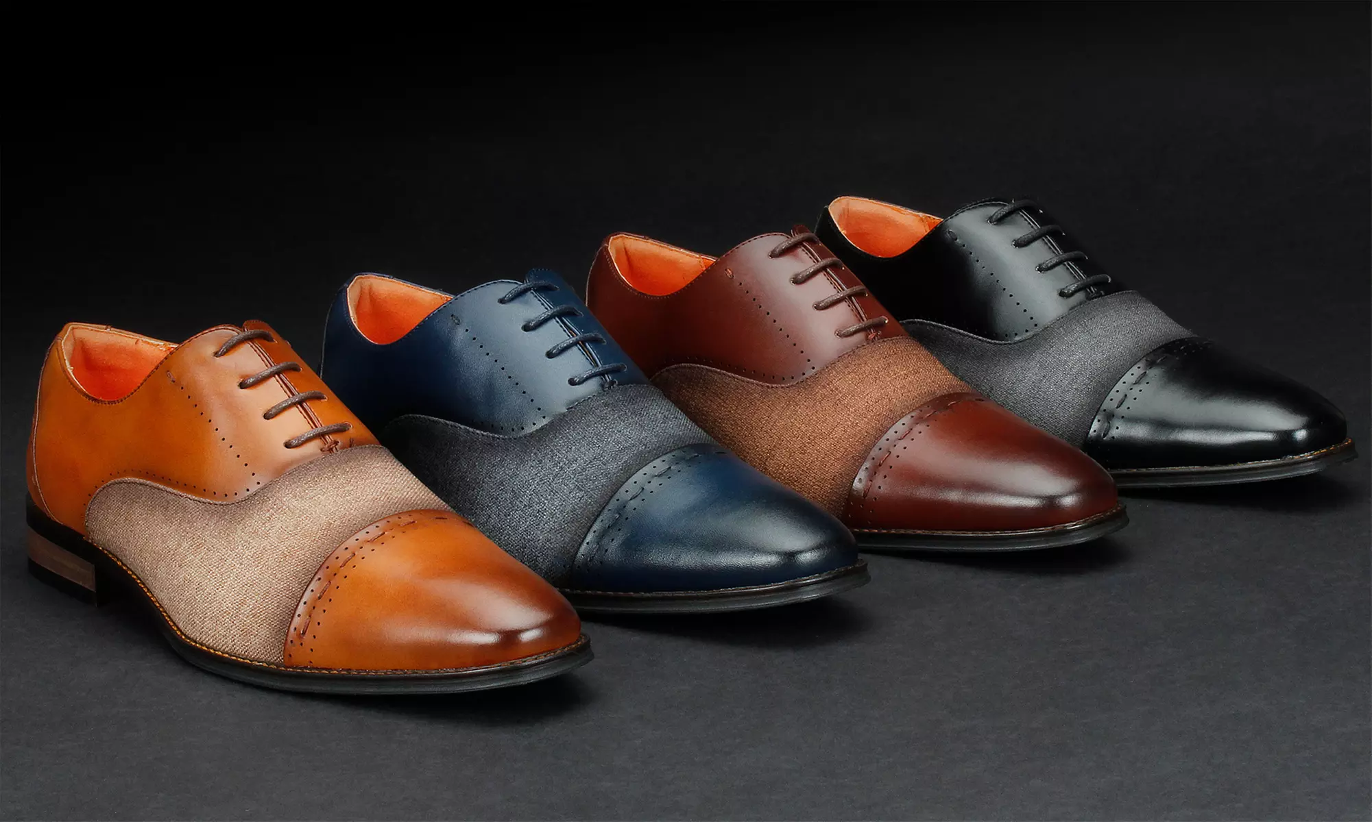 Vincent Cavallo Men's Mixed Media Cap-Toe Oxfords (Up to Size 14) - Primary Image