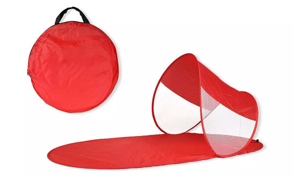 Tapis de plage avec parasol à structure escamotable