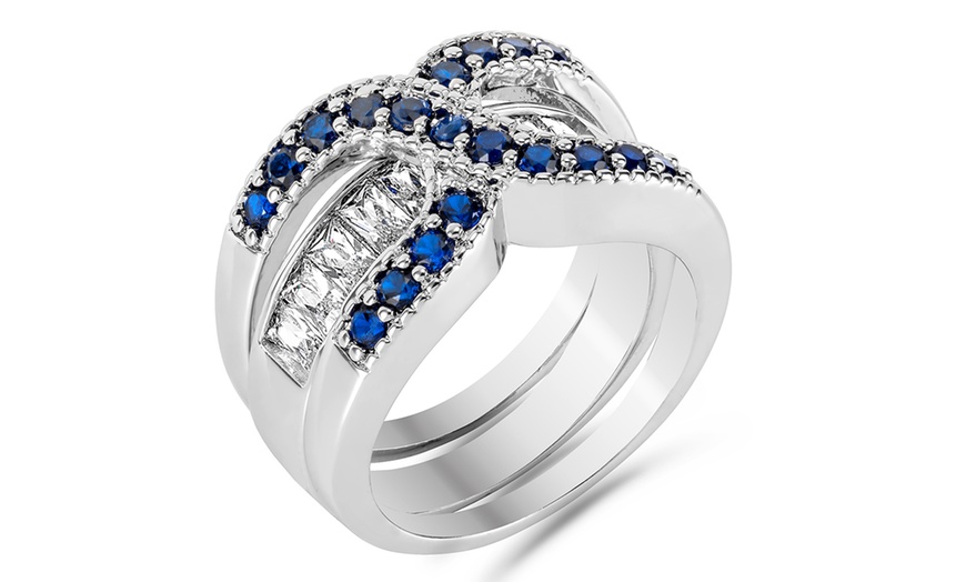 Image 1: Simulated-Sapphire Double-Ring