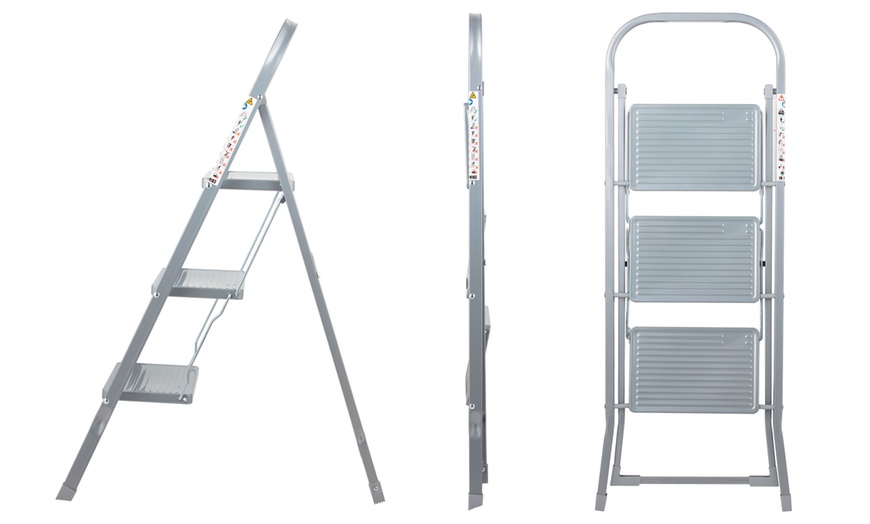 Image 3: Three Tread Steel Step Ladder