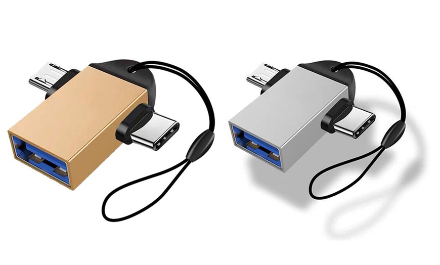 Image 9: One or Two Portable USB Type-C and Micro to USB 3.0 Converters