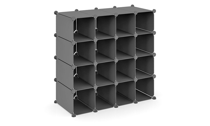 Image 2: 16-Pair Interlocking Shoe Rack