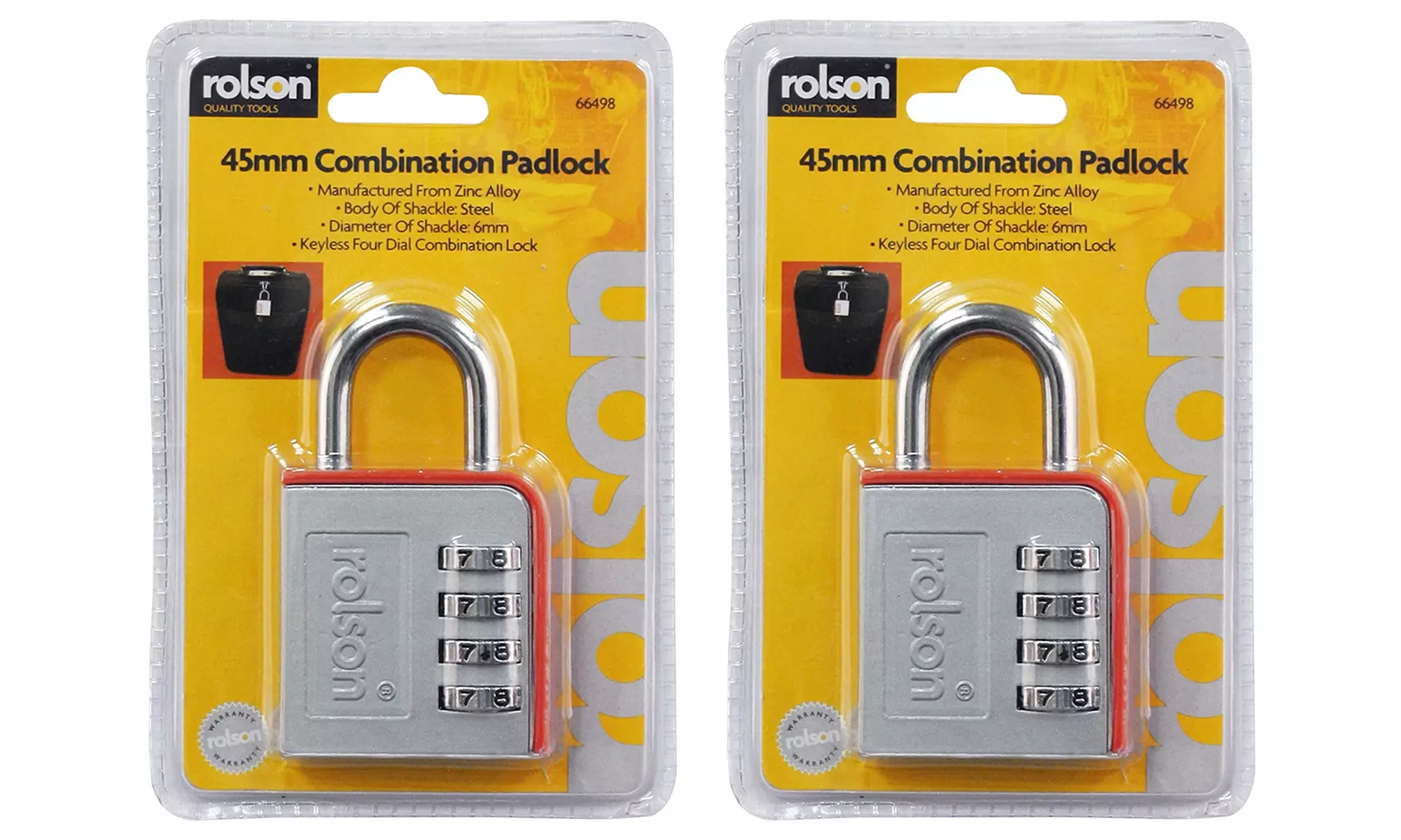Two or Four 45mm Rolson Combination Padlocks - Primary Image