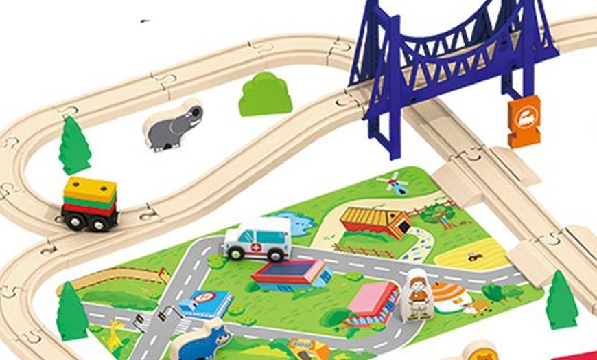 Image 4: Wooden Train Track Toy Set