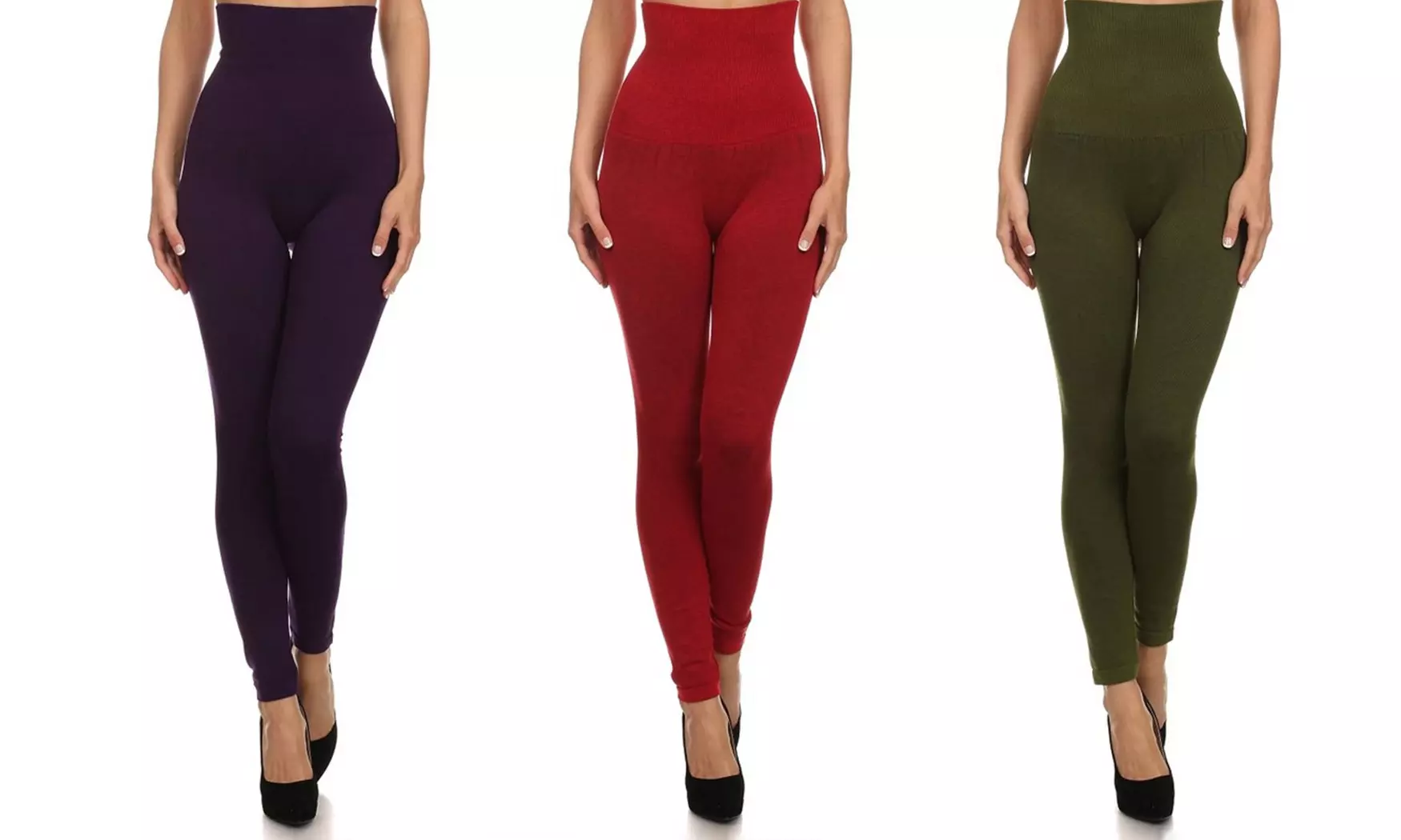 Women's High-Waist Compression Leggings (3-Pack) - Second Medium