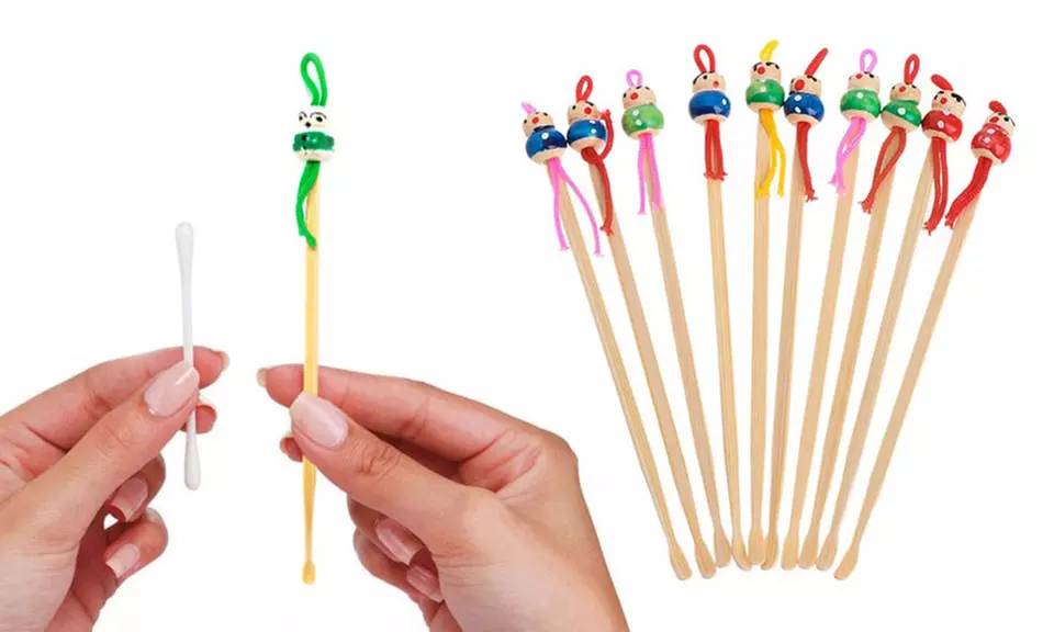 1, 2 ou 4 lots de 10 cure-oreilles en bambou écologiques et réutilisables - Primary Image