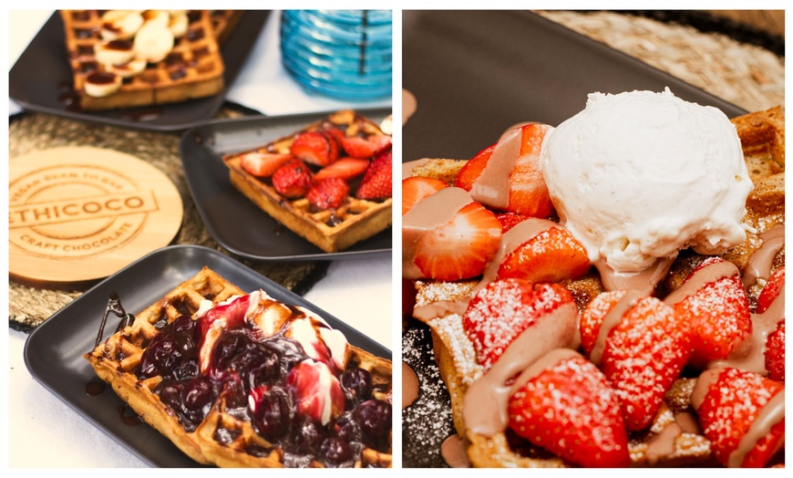 Image 2: Gourmet Waffles & Hot Chocolate or Milkshake + 10% off Store Purchases