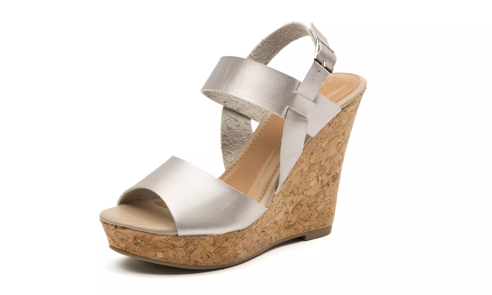 Women's Metallic Wedge Sandals with Floral Print Bottom | Groupon Exclusive (Size 7) - Primary Image